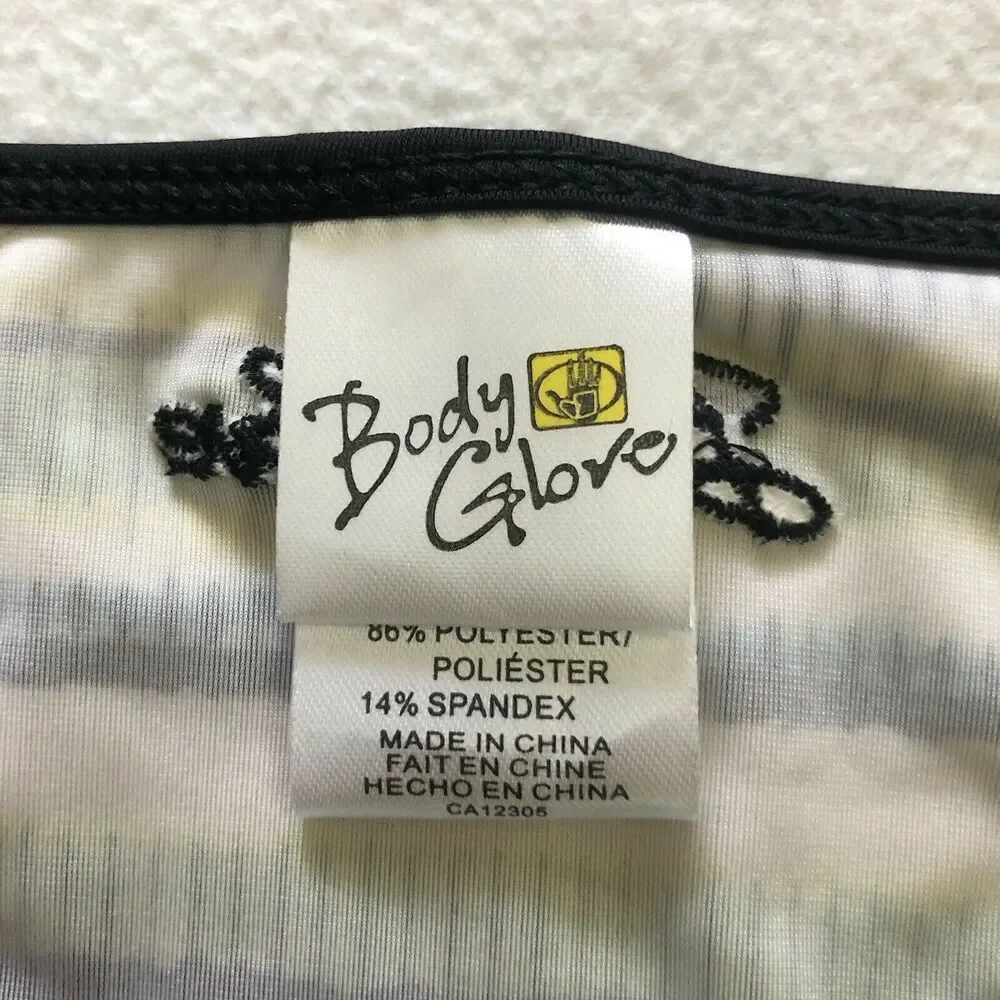 NWT Body Glove Black Multicolor Stripe Tie Side Swim Bikini Bottom 3917434 XL